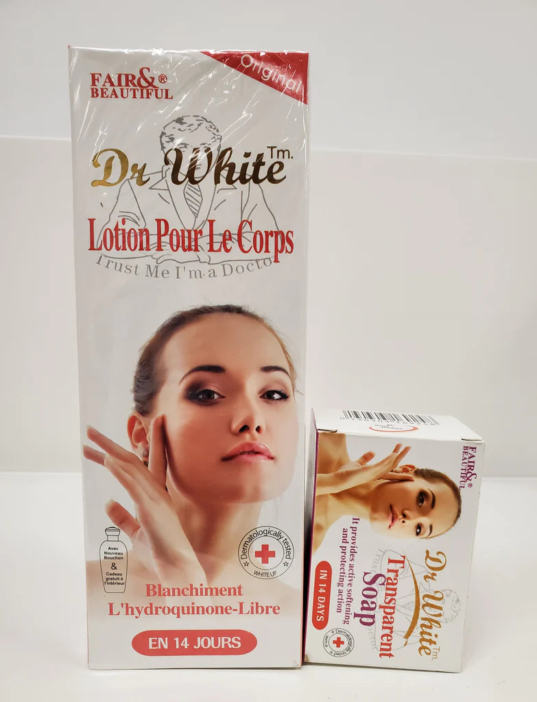 FAIR & BEAUTIFUL DR WHITE WHITENING BODY CREAM+ SOAP RoyalGlow Organics
