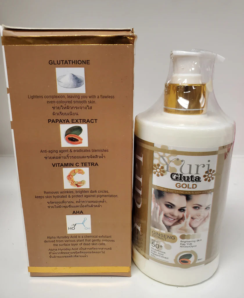 YURI GLUTA GOLD EXTREME WHITENING SUN SCREEN LOTION SPF 50+