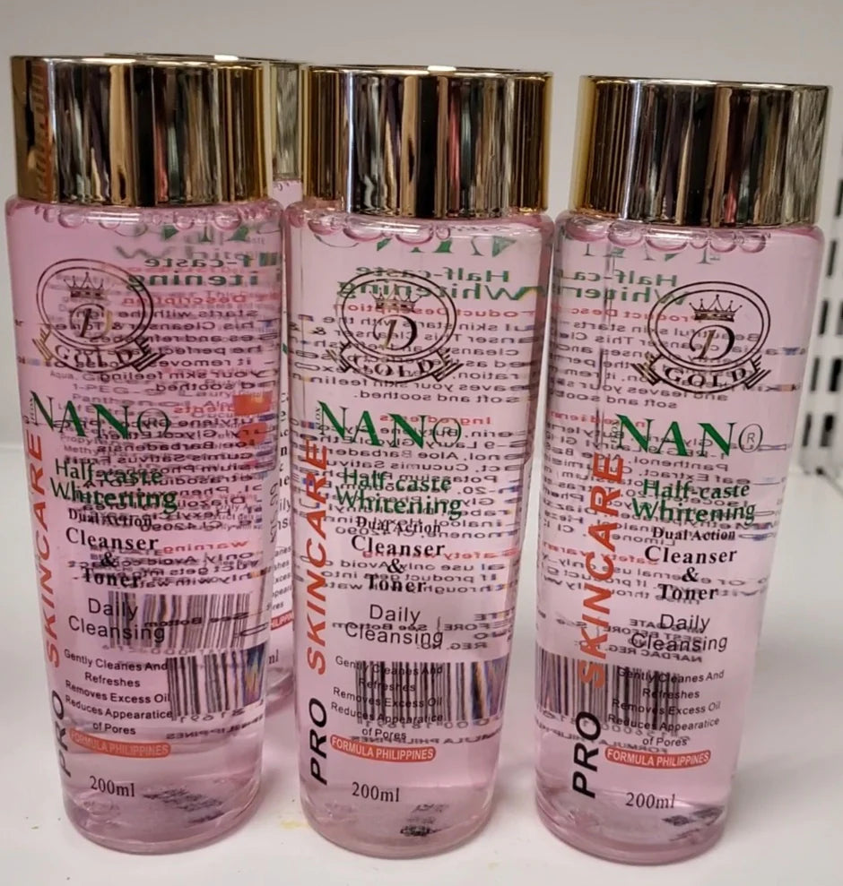 NANO HALF-CASTE WHITENING DUAL ACTION CLEANSER &amp; TONER DAILY CLEANSING NANO HALF CAST