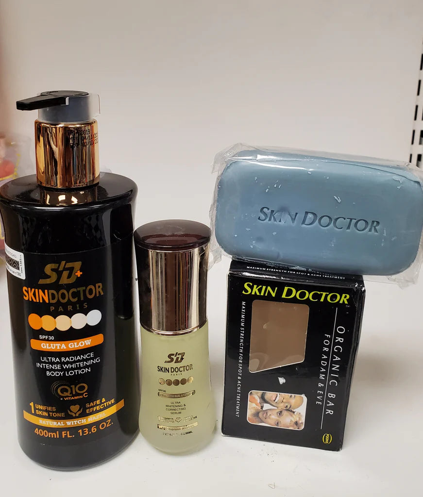 SKINDOCTOR GLUTA GLOW BODY LOTION+SERUM +SOAP Skin doctor