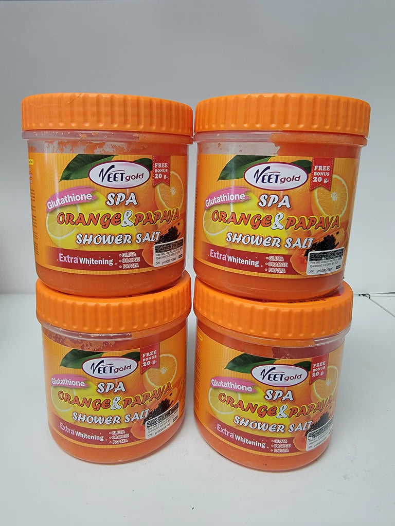 VEETGOLD GLUTATHIONE SPA ORANGE &amp; PAPAYA SHOWER SALT EXTRA WHITENING VEETGOLD
