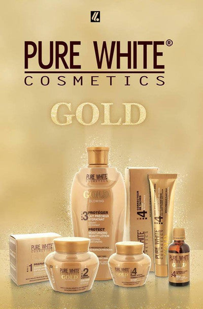 PURE WHITE GOLD GLOWING 2 UNIFIER MAXI-TONE LIGHTENING LOTION + SOAP +SERUM + OIL + DARK SPOT REMOVER + TUBE CREAM 6 PIC SET Pure white