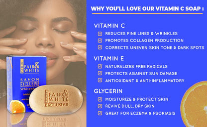 Fair &amp; White Exclusive Whitenizer Soap Vit-C Exfoliating 7 oz / 200 g Fair &amp; White Exclusive