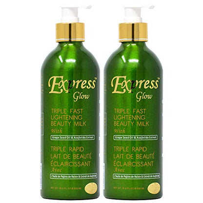 Express Glow Triple Fast Lightening Beauty Milk Lotion 16.8oz (Pack of 2) Express glow
