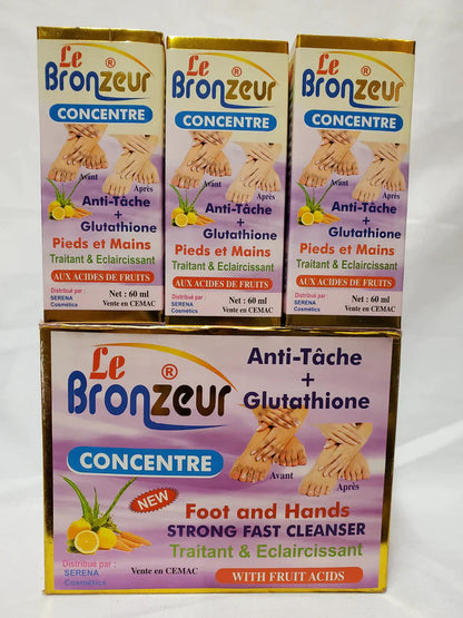 LE BRONZEUR CONCENTRATED FOOT &amp; HAND STRONG FAST DARK KNUCKLES REMOVER RoyalGlow Organics