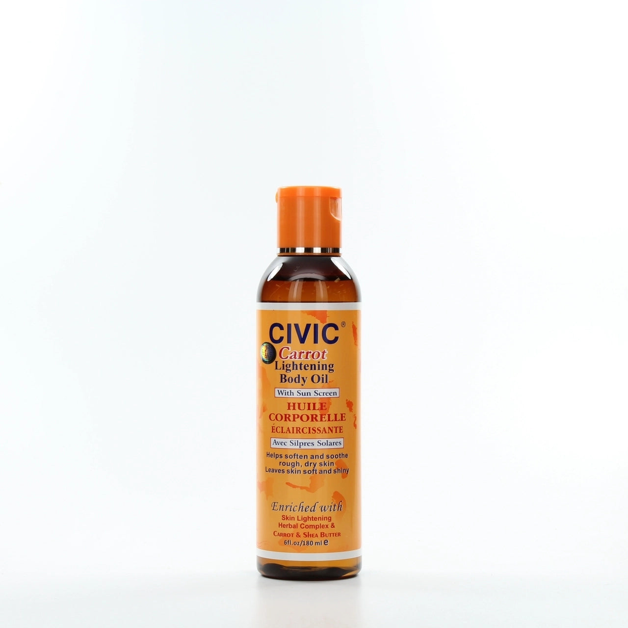 Civic Carrot Lightening Body Oil with Sun Screen 6oz / 180ml Civic