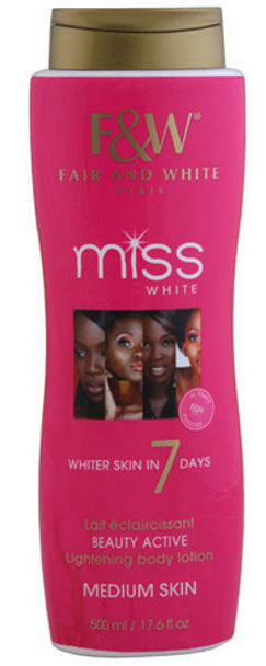 Fair &amp; White Miss White Medium Skin 7 Day (Pink) Body Lotion 500ml/17.6oz Miss White
