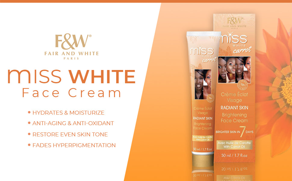 Fair and White Miss Carrot Brightening Cream for Face - 1.7 Fl oz / 50 ml Miss White