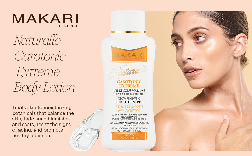 Makari Carotonic Multi-Vitamin Toning Body Lotion with Carrot Oil SPF 15 17.6oz/500ml Makari