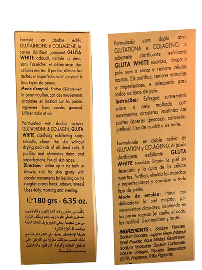 Gluta White Glutathione &amp; Collagen exfoliating soap 180g (4 Pack) Gluta white