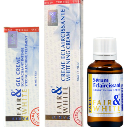 Fair &amp; White Eclaircissant Brightening Serum 30ml + Cream 1.76oz + Gel Creme 30g SET FAIR &amp; WHITE ORIGINAL