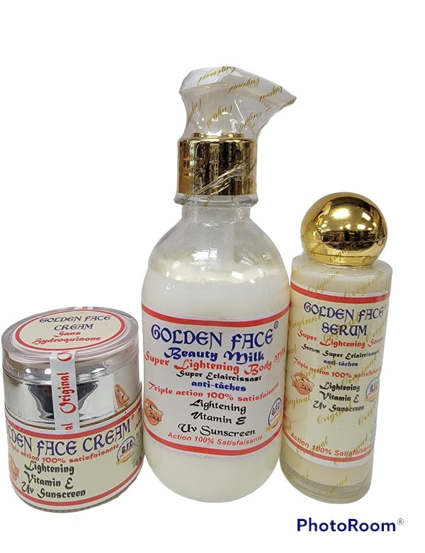 Golden face body cream + serum +face cream 3pic set GOLDEN FACE