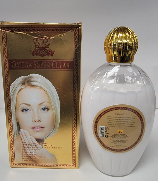 OMEGA SUPER CLEAR WHITENING BODY MILK HYDROQUINONE FREE RoyalGlow Organics