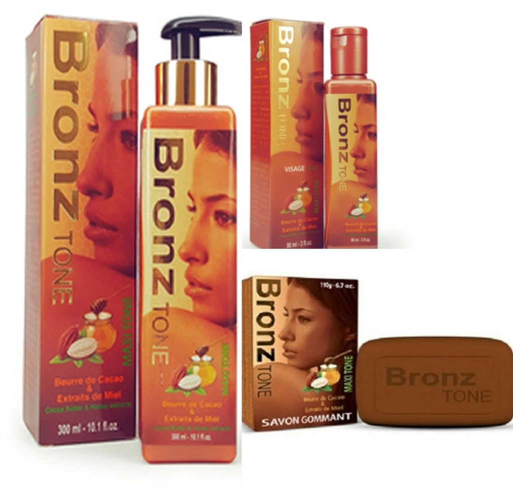 BRONZ TONE MAXI-TONE FADE MILK WITH COCOA BUTTER &HONEY SET ( LOTION SOAP &OIL)3 PIC SET Bronz Tone