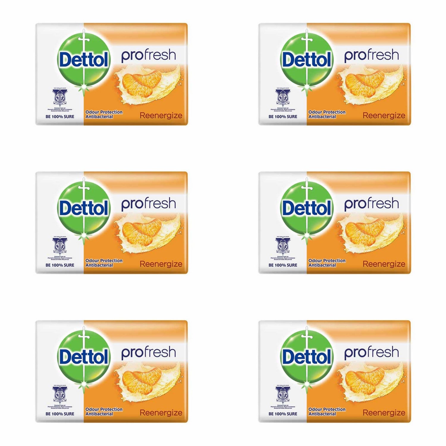 Dettol Anti-Bacterial Bar Soap, Re-Energize, 105 Gr / 3.7 Oz (6 Pack) Dettol