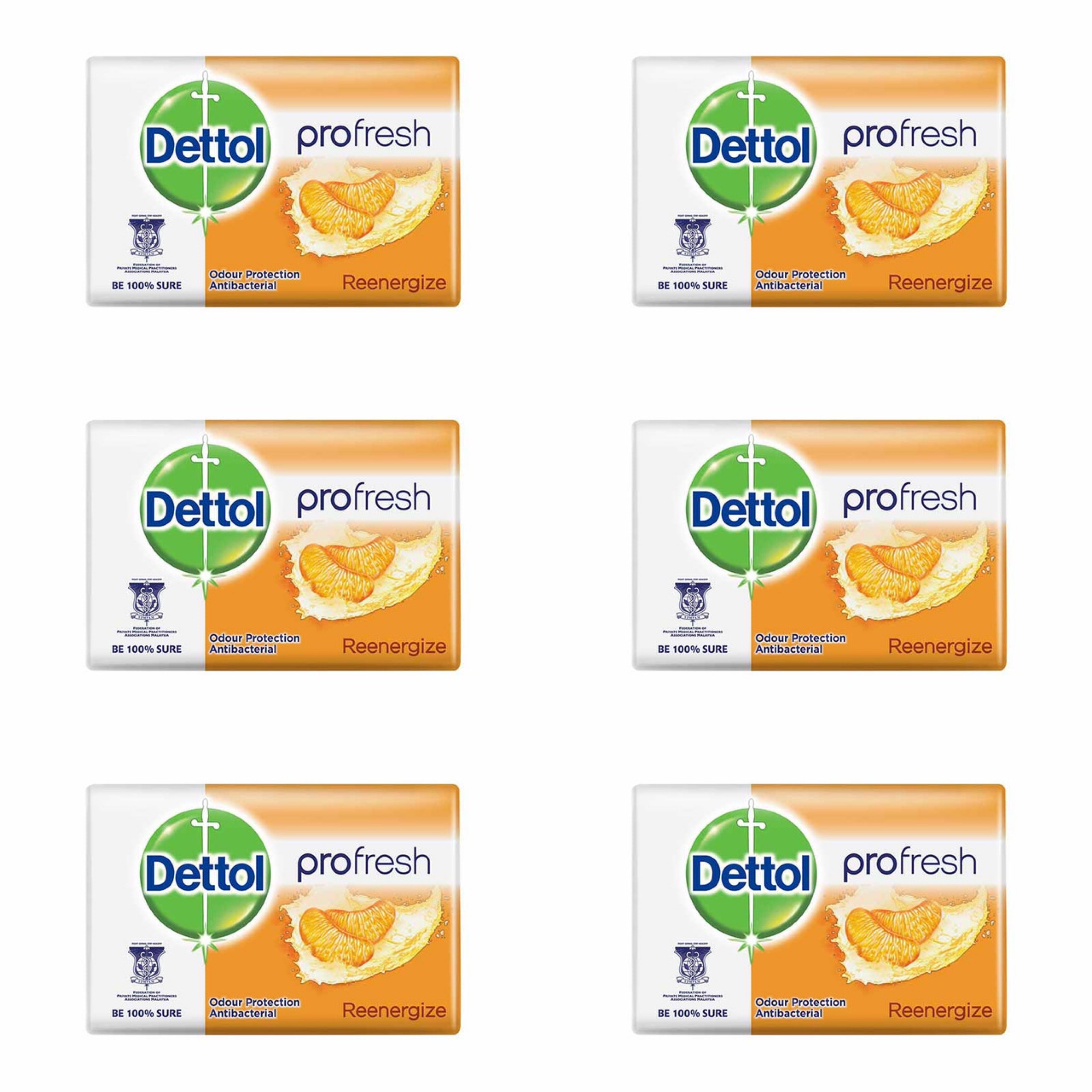 Dettol Anti-Bacterial Bar Soap, Re-Energize, 105 Gr / 3.7 Oz (6 Pack) Dettol