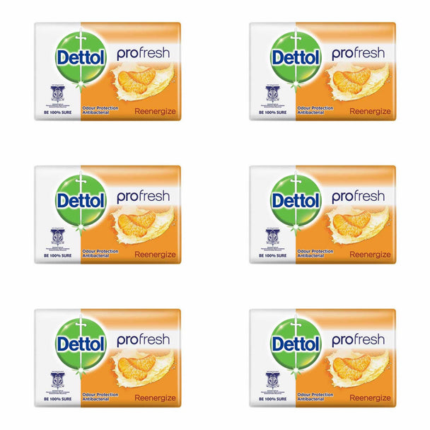 Dettol Anti-Bacterial Bar Soap, Re-Energize, 105 Gr / 3.7 Oz (6 Pack) Dettol