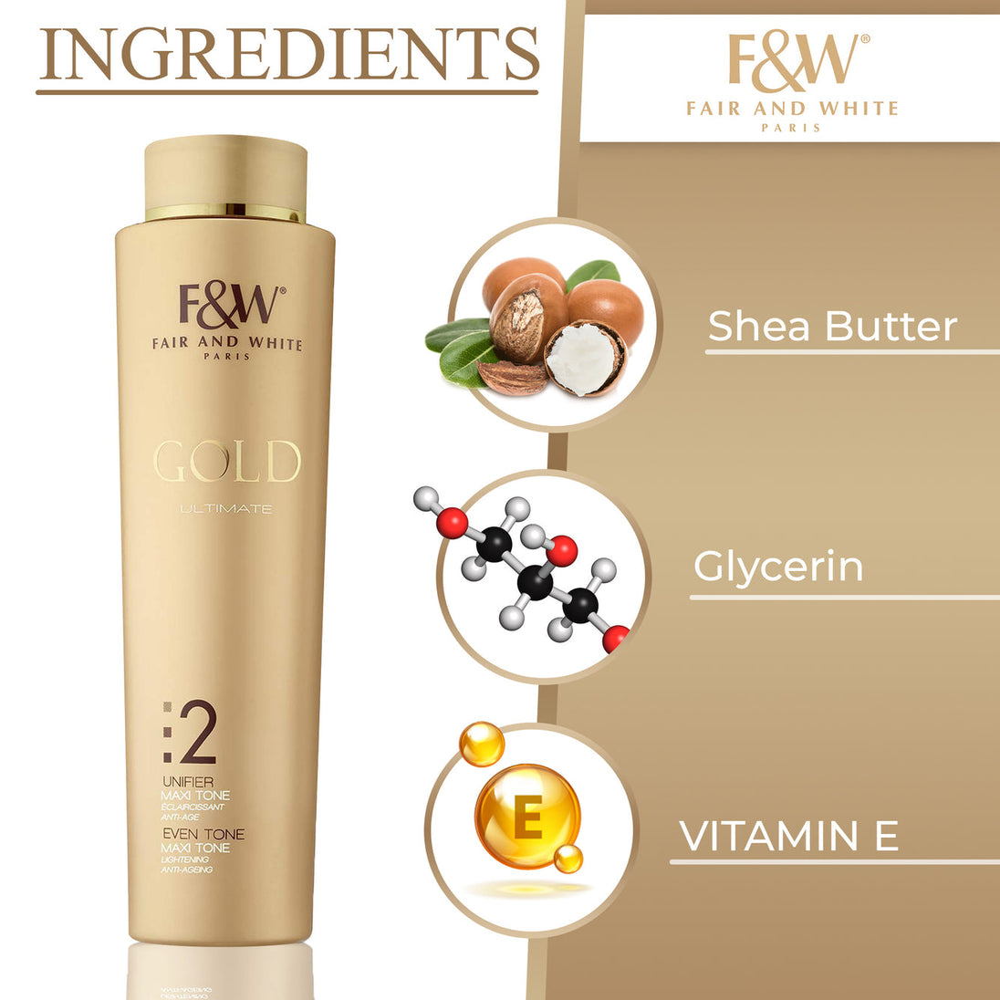 Fair & White Gold 2 Maxi Tone Body Lotion - Rejuvenates Skin - 350ml / 11.8 fl oz Fair & White Gold