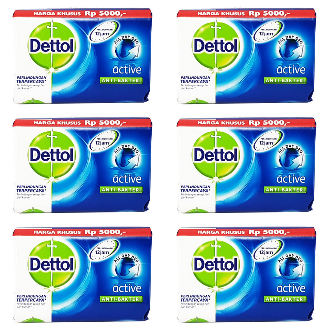 Dettol Anti-bacterial Bar Soap Active (6 Pack) Dettol