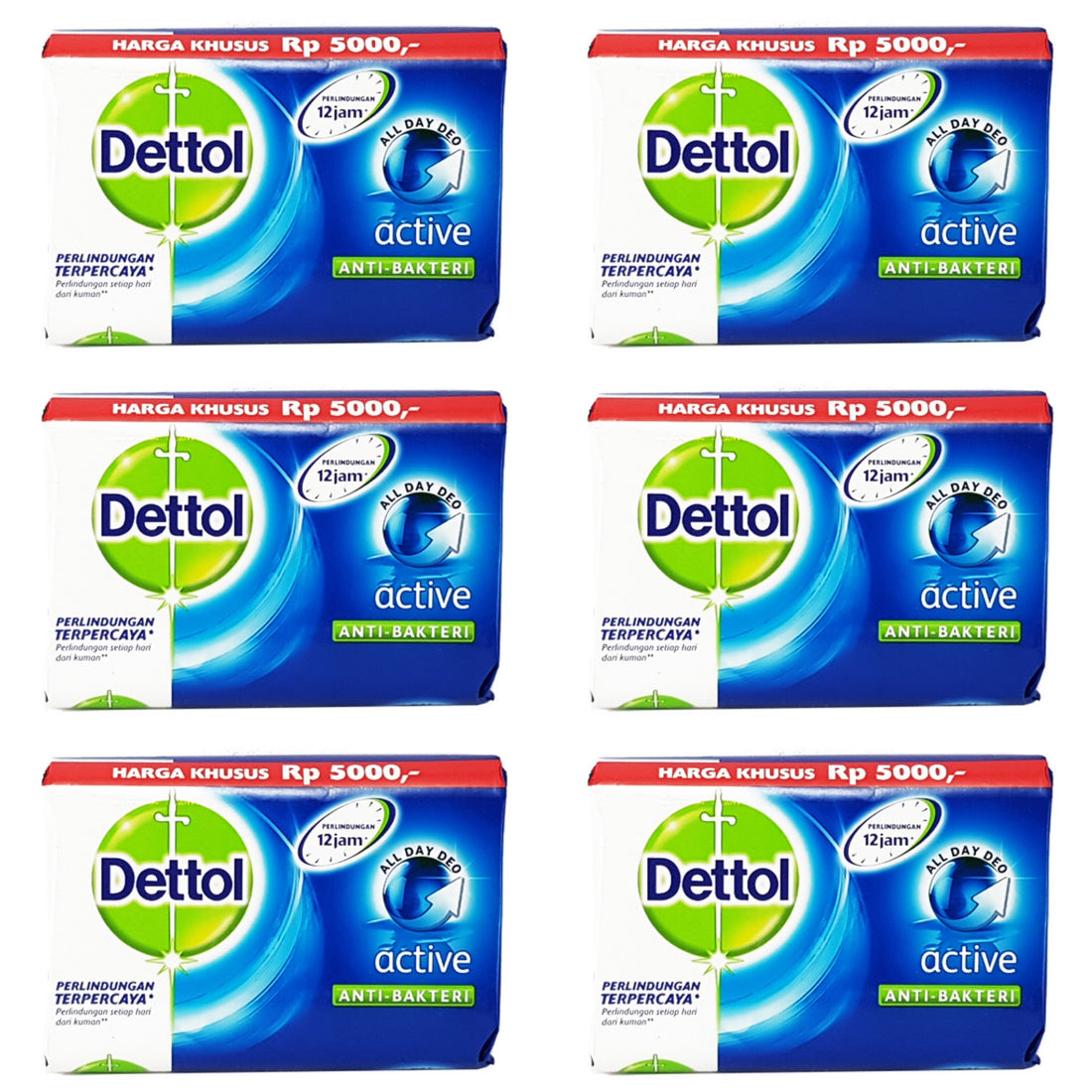 Dettol Anti-bacterial Bar Soap Active (6 Pack) Dettol