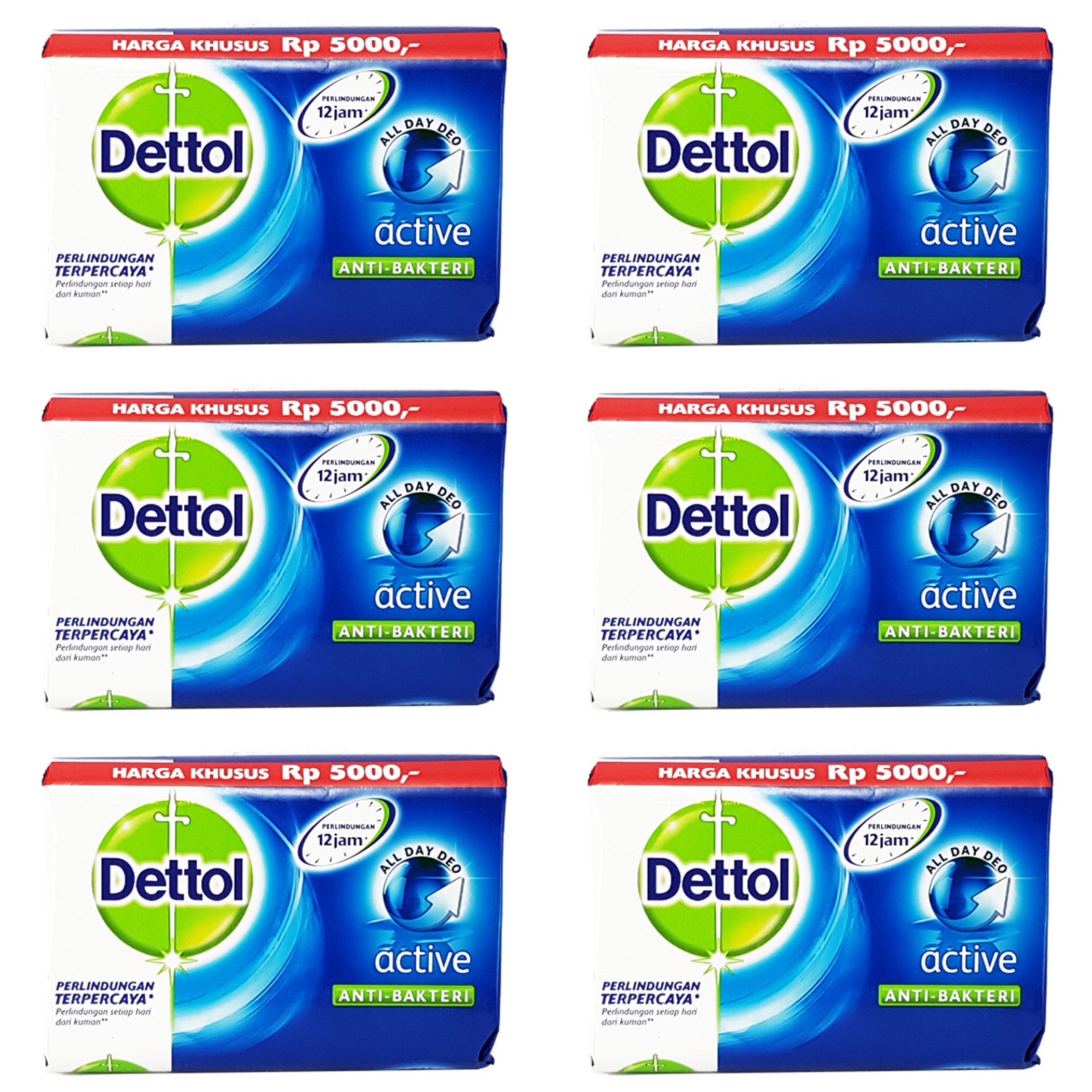 Dettol Anti-bacterial Bar Soap Active (6 Pack) Dettol