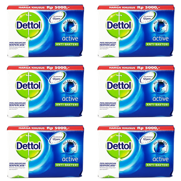 Dettol Anti-bacterial Bar Soap Active (6 Pack) Dettol