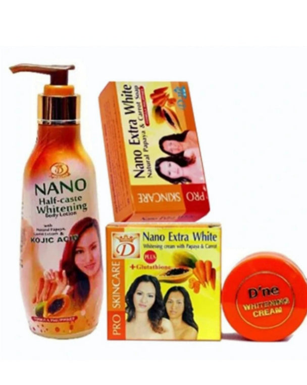 NANO HALFCAST WHITENING BODY LOTION + SOAP + FACE CREAM Nano Extra White